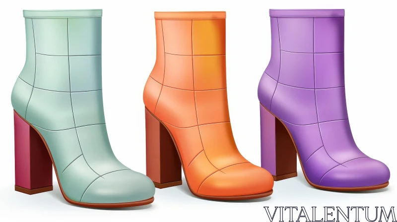 AI ART Stylish High-Heeled Boots in Various Colors