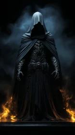 Dark Fantasy Cloaked Figure Illustration