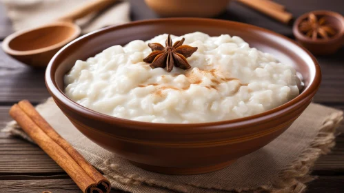 Delicious Rice Pudding with Cinnamon and Anise Star