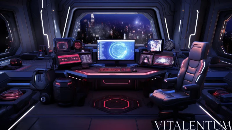 Futuristic Spaceship Control Room - Mystery and Intrigue AI Image