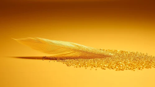 Luxurious Gold Feather and Glitter Composition
