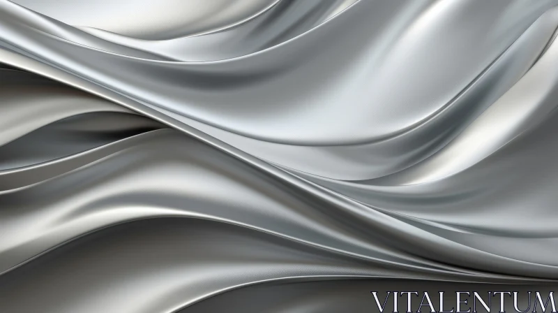 Luxurious Silver Silk Fabric with Gentle Waves AI Image