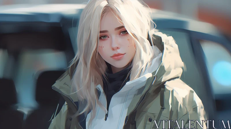 AI ART Serious Portrait of a Young Woman with Blonde Hair