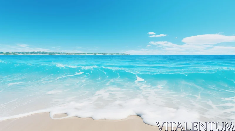 Tranquil Beach Scene: Crystal-Clear Waters and Pristine Sand AI Image
