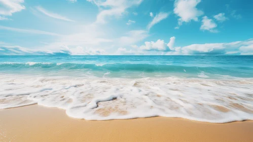 Tranquil Beach Scene with Clear Blue Water and Soft Sand