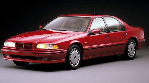 Captivating Red Car: A Stylish 3D Render from the 1990s
