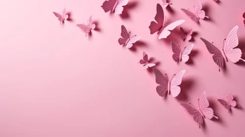Pink Background with Delicate Butterflies