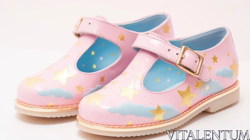 AI ART Pink Leather Shoes for Girls - Fashionable Footwear