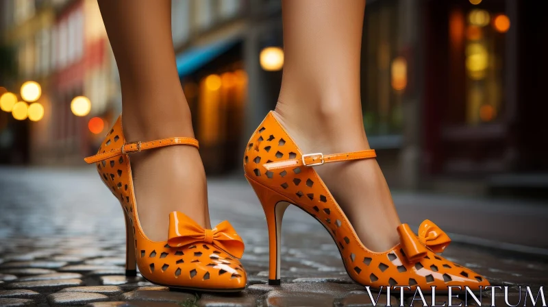 AI ART Stylish Orange High-Heeled Shoes - Fashion Photo