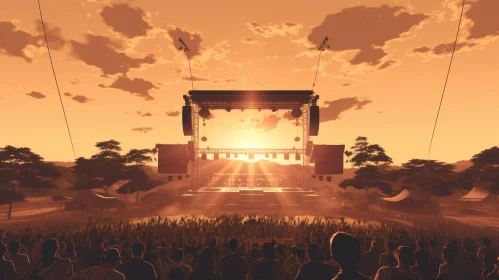 Sunset Music Festival: Energetic Crowd and Stage Silhouette