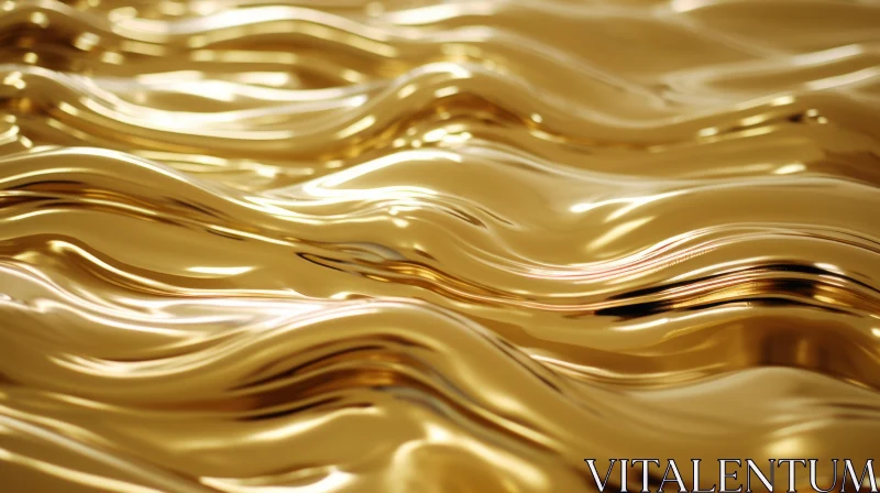 Wavy Gold Surface - 3D Rendering AI Image