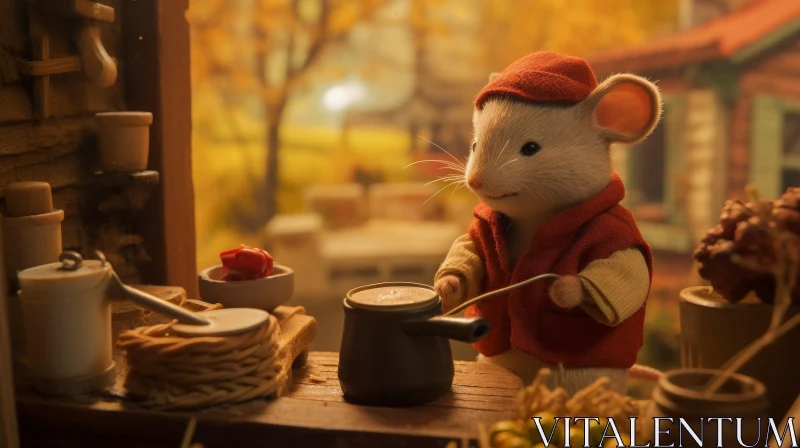 Charming Mouse in Kitchen Scene AI Image