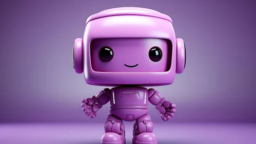 Cute Purple Robot - 3D Rendering