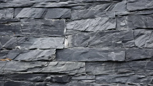 Dark Grey Slate Tile Stone Wall - Textured Pattern Design