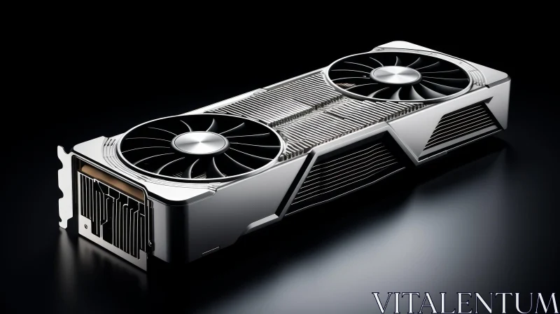 Modern Graphics Card with Large Fans - Silver and Black Design AI Image