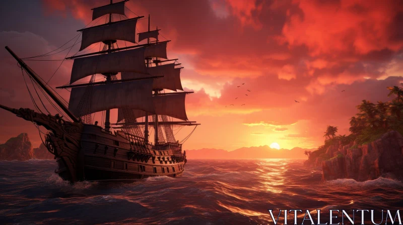 Pirate Ship Adventure at Sea AI Image