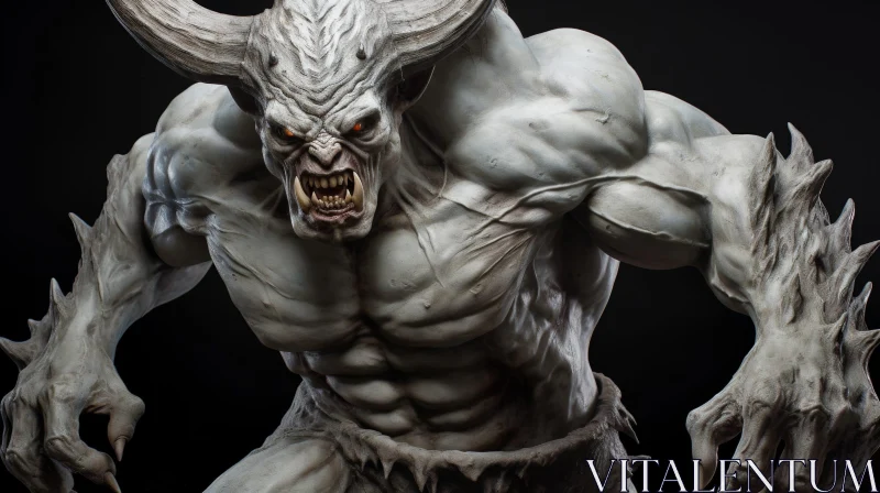 Powerful White Demon - 3D Rendering AI Image