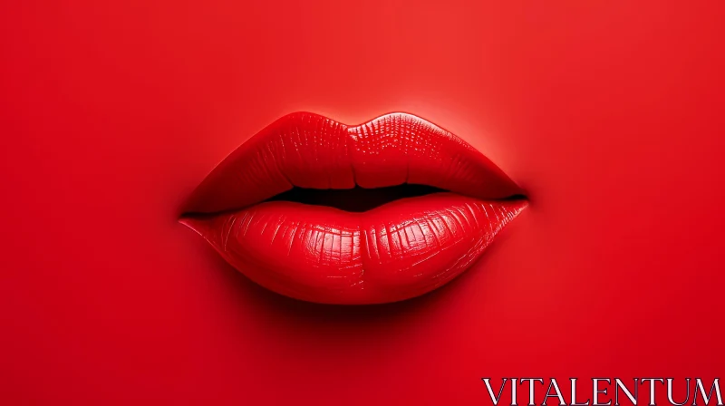 Woman's Lips Close-up in Deep Red | Beauty and Fashion Image AI Image