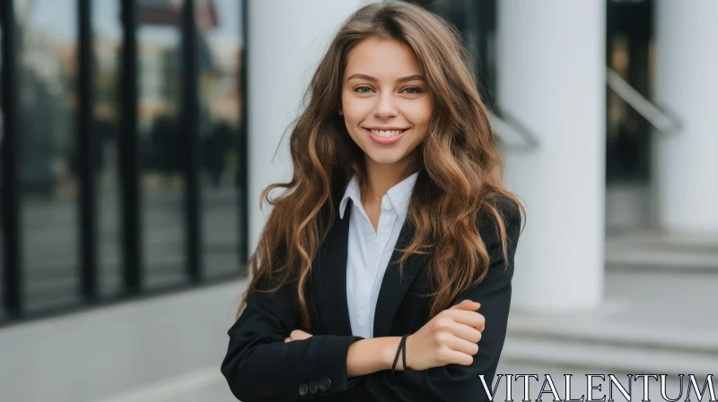 Confident Young Businesswoman Outdoors AI Image