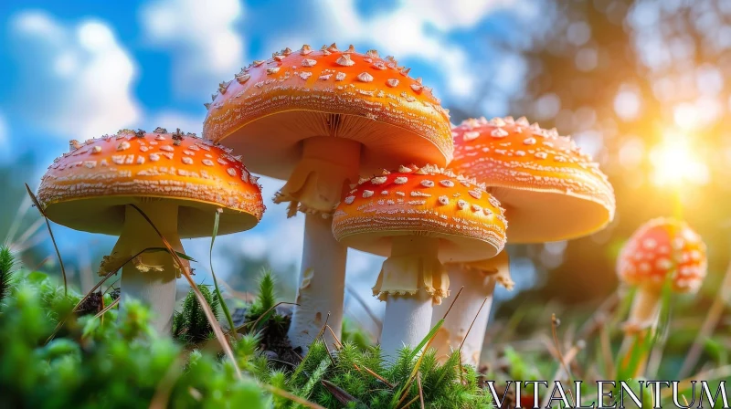 Enchanting Forest Mushroom Scene AI Image