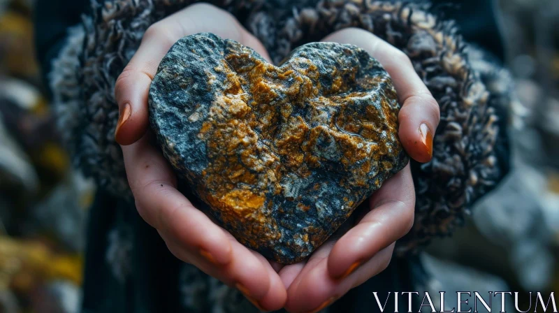 AI ART Heart-Shaped Rock Held with Love