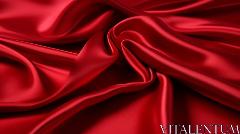 Luxurious Red Silk Fabric - Elegance in Crimson AI Image
