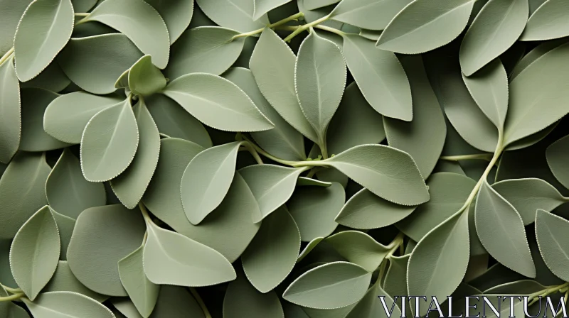 AI ART Tranquil Sage Green Leaves Background | Top View Foliage
