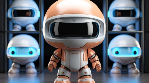 Adorable Peach-Colored Robot in 3D