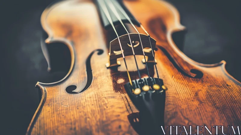 Elegant Wooden Violin Close-Up AI Image