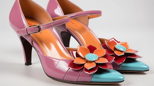 Pink Floral Design High Heel Shoes