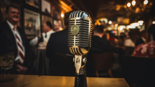 Vintage Microphone in Bar Setting