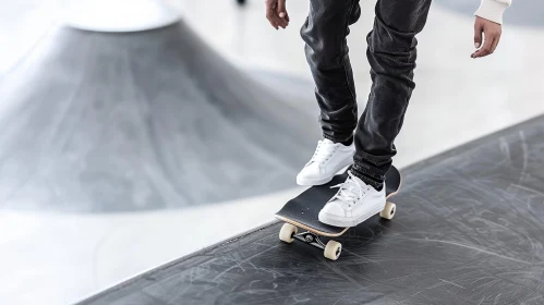 Young Man Skateboarding on Concrete Ramp