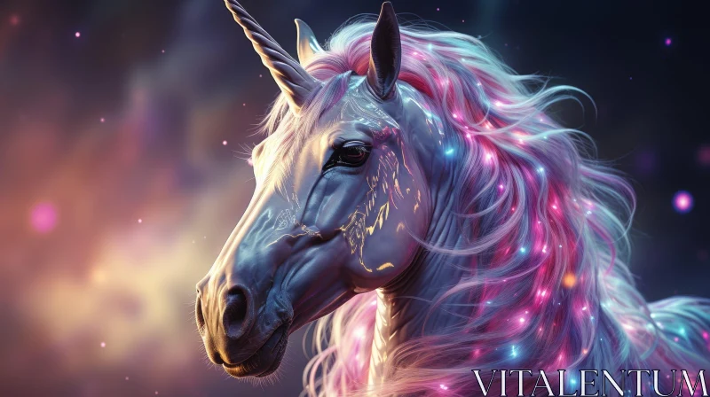 Enchanted Unicorn in Moonlit Forest AI Image