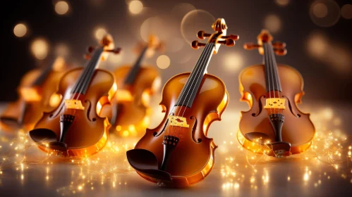 Enchanting Violin Reflections with Fairy Lights