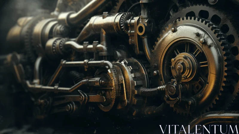 AI ART Enigmatic Steampunk Machine - Detailed Close-Up