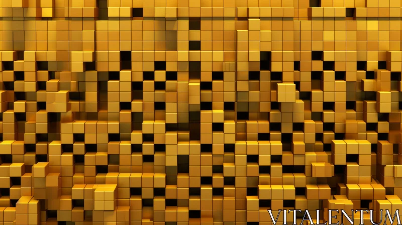Golden Cubes 3D Rendering Texture AI Image