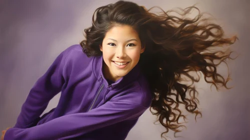 Young Woman Portrait in Purple Jacket