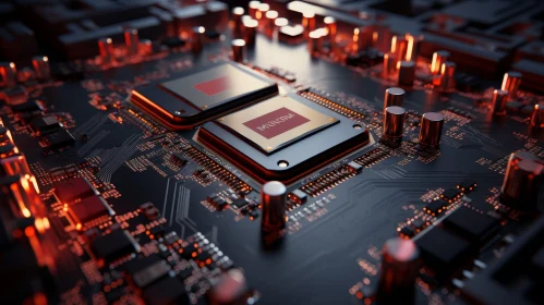 AMD Ryzen CPUs on Computer Circuit Board Close-Up