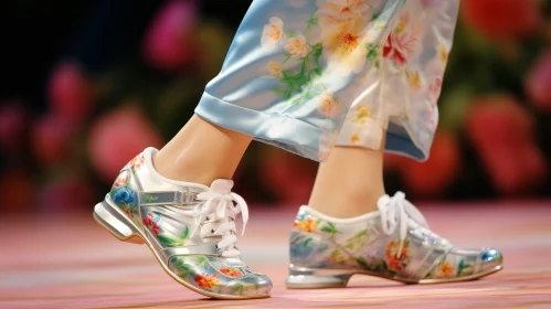 Fashion Runway: White Floral Sneakers with Colorful Design