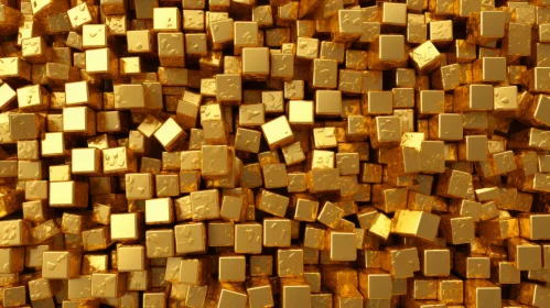 Luxurious Golden Cubes 3D Rendering