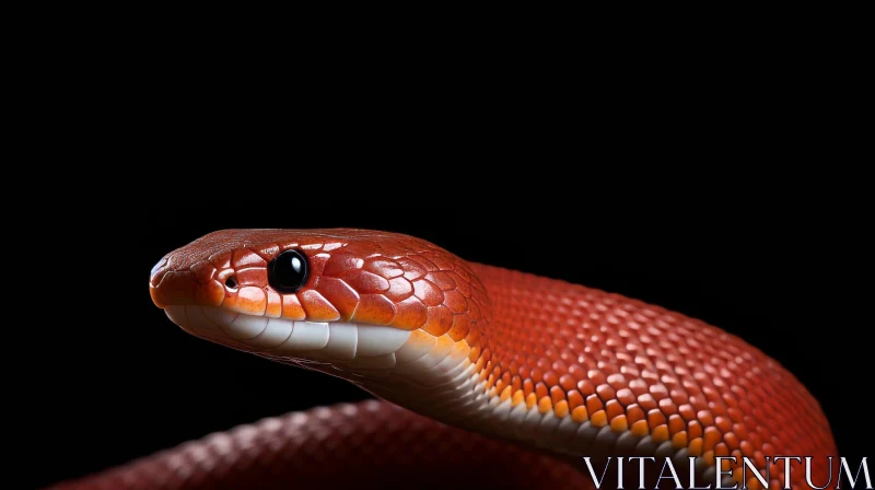 Red Snake Close-Up on Black Background AI Image