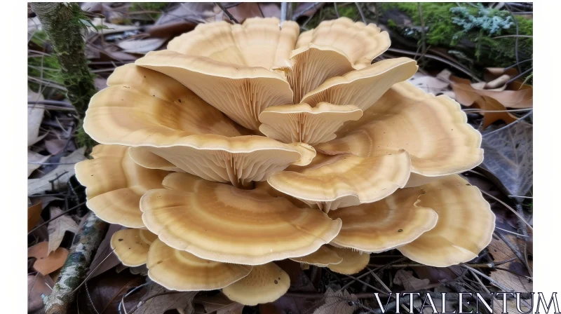Tan Mushroom in Woods - Nature Photography AI Image
