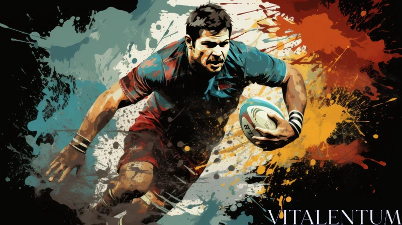 AI ART Dynamic Rugby Player Painting