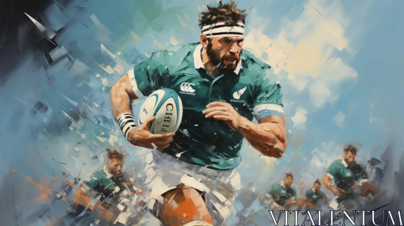 AI ART Intense Rugby Player Painting