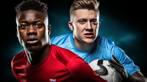 Intense Soccer Duel: Red vs Blue