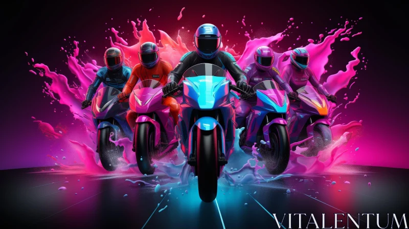 AI ART Motorcycle Race Action - Digital Painting