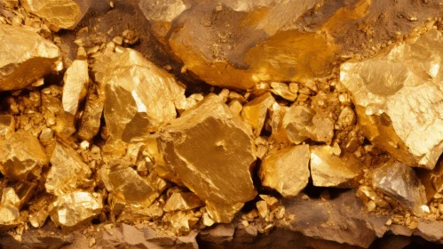 Shiny Gold Nuggets and Rocks Close-Up