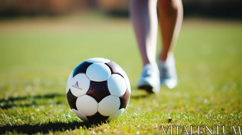 Soccer Ball on Green Field - Adidas - Close-up Shot AI Image