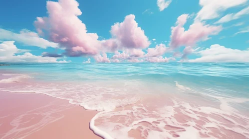 Tranquil Beach with Pink Sand and Blue-Green Ocean