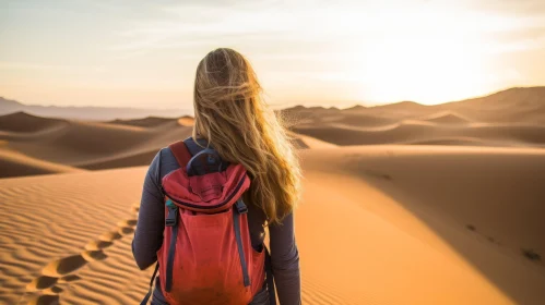 Woman in Desert at Sunset